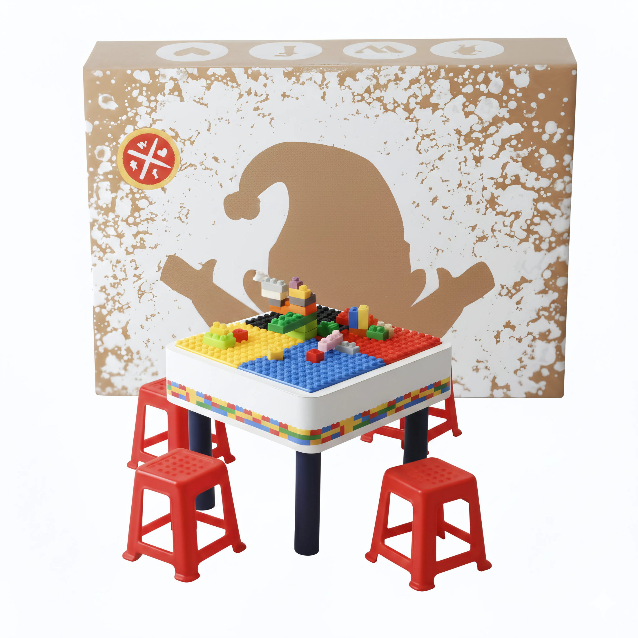Wichtel Bauecke – Bausteine Tisch & Minihocker für kreative Wichtelideen