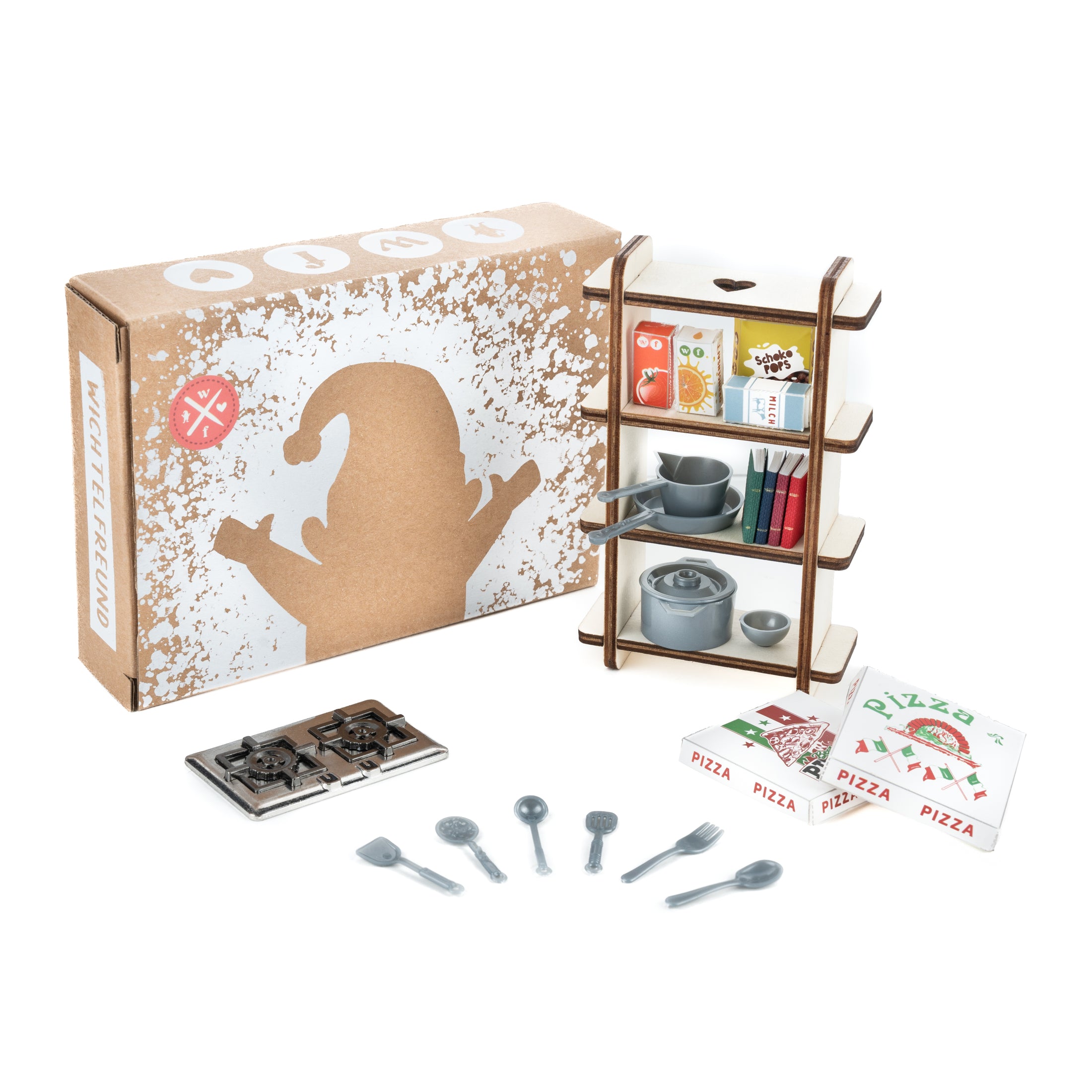 Wichteltür Küchen zubehör Paket mit Kochbüchern & Kochutensilien + DIY - wichtelfreund Wichtel Zubehör