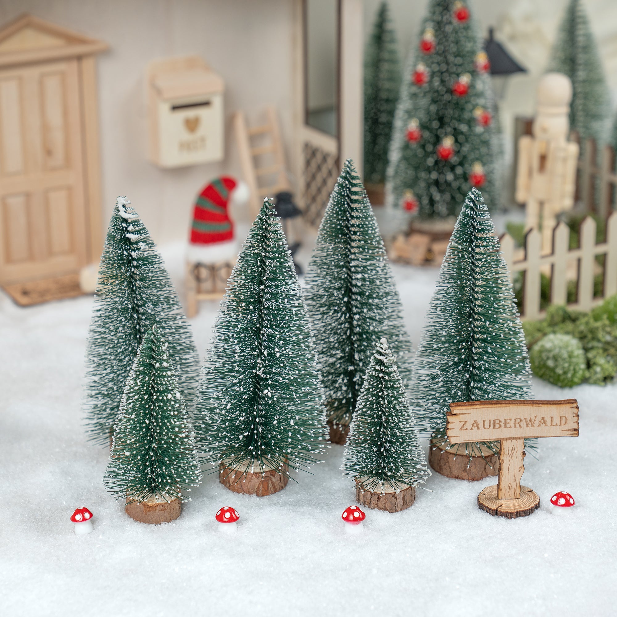 Zauberwald - Wichtelwald - 6x Tannenbaunm + Miniatur Pilze - wichtelfreund