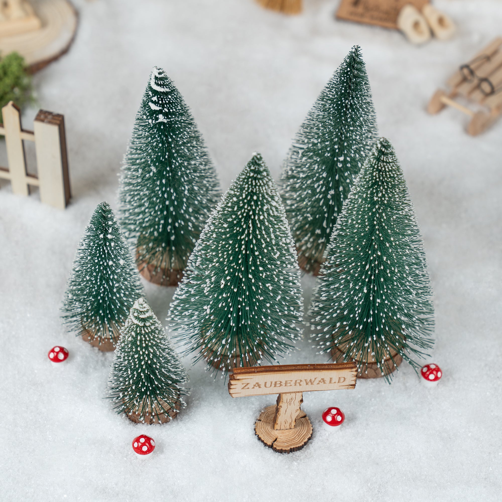 Zauberwald - Wichtelwald - 6x Tannenbaunm + Miniatur Pilze - wichtelfreund