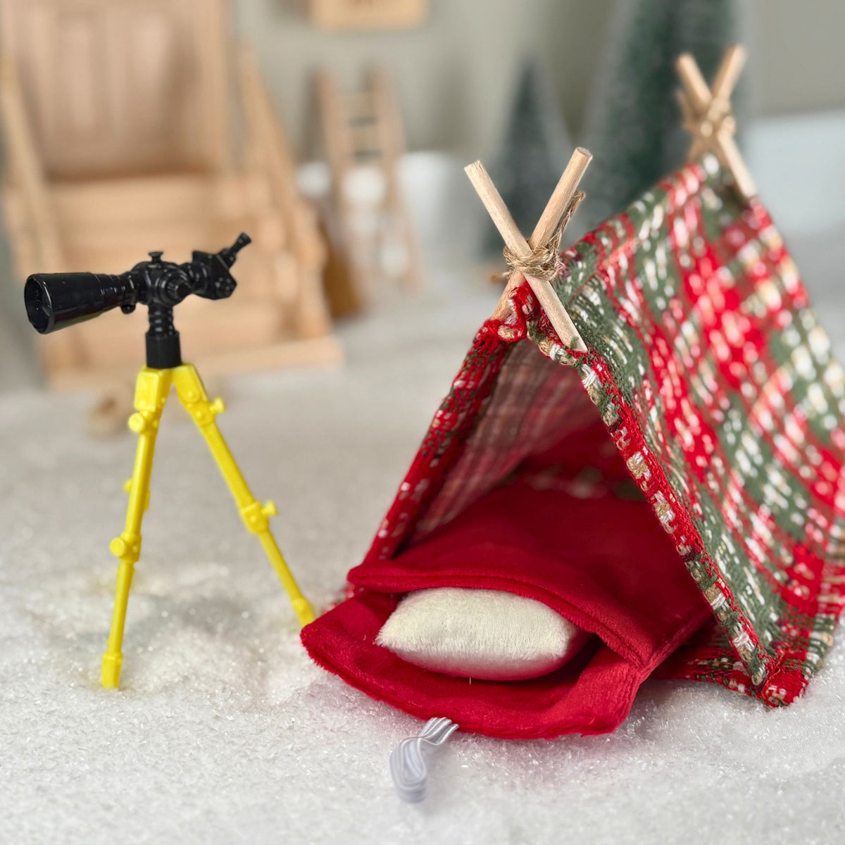 Wichteltür Zubehör Camping-Set – Zelt, Schlafsack & Mini-Teleskop für deinen Wichtel - wichtelfreund