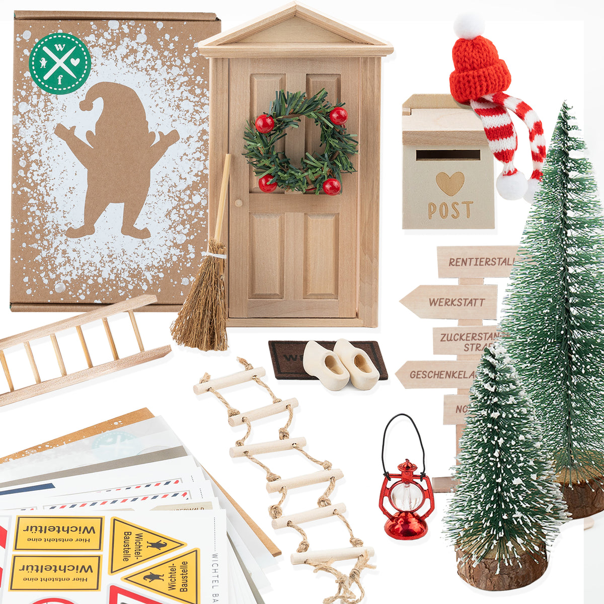 Wichteltür Set inkl. Zubehör & Baustellen DIY KIT - wichtelfreund Wichteltür Set - Wichteltür