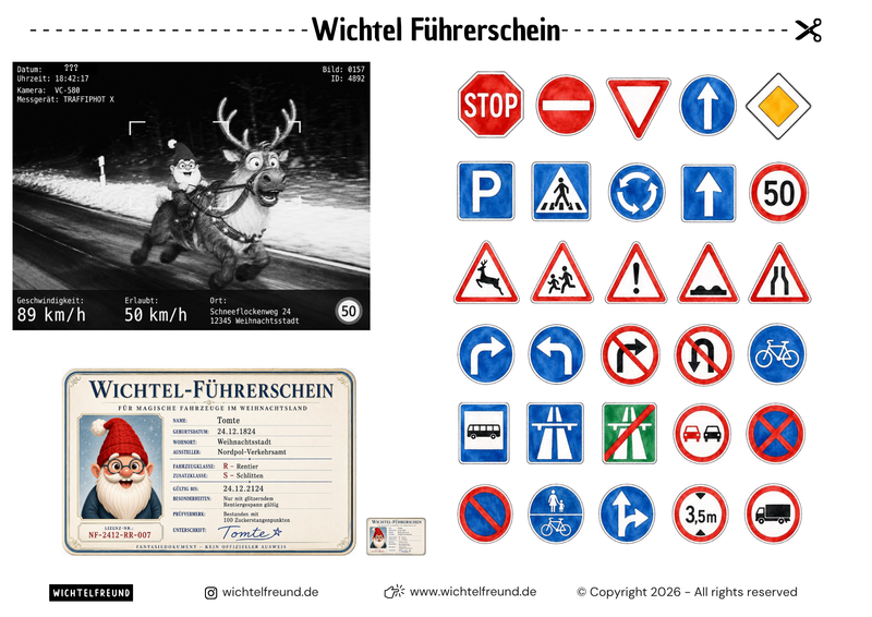 Wichtel-Führerschein zum Ausdrucken — Verkehrsschilder spielerisch lernen (PDF gratis)