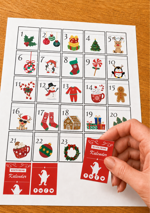 Mini-Wichtel-Adventskalender zum Ausdrucken — 24 Türchen für den Wichtel