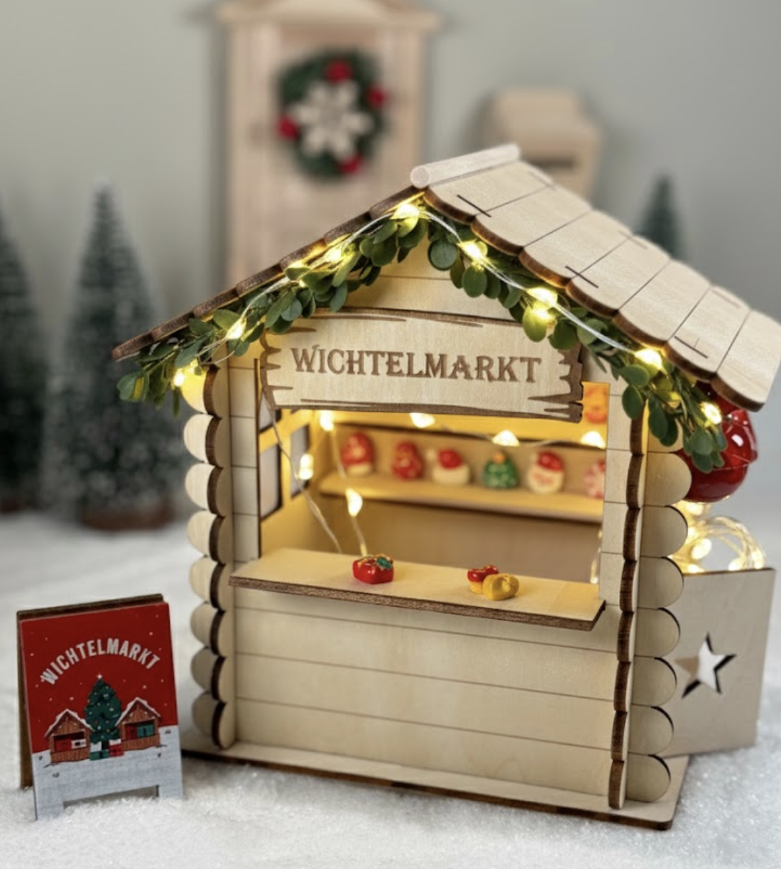 Wichteltür Dekoration: Mini Girlande mit LED-Lichterkette