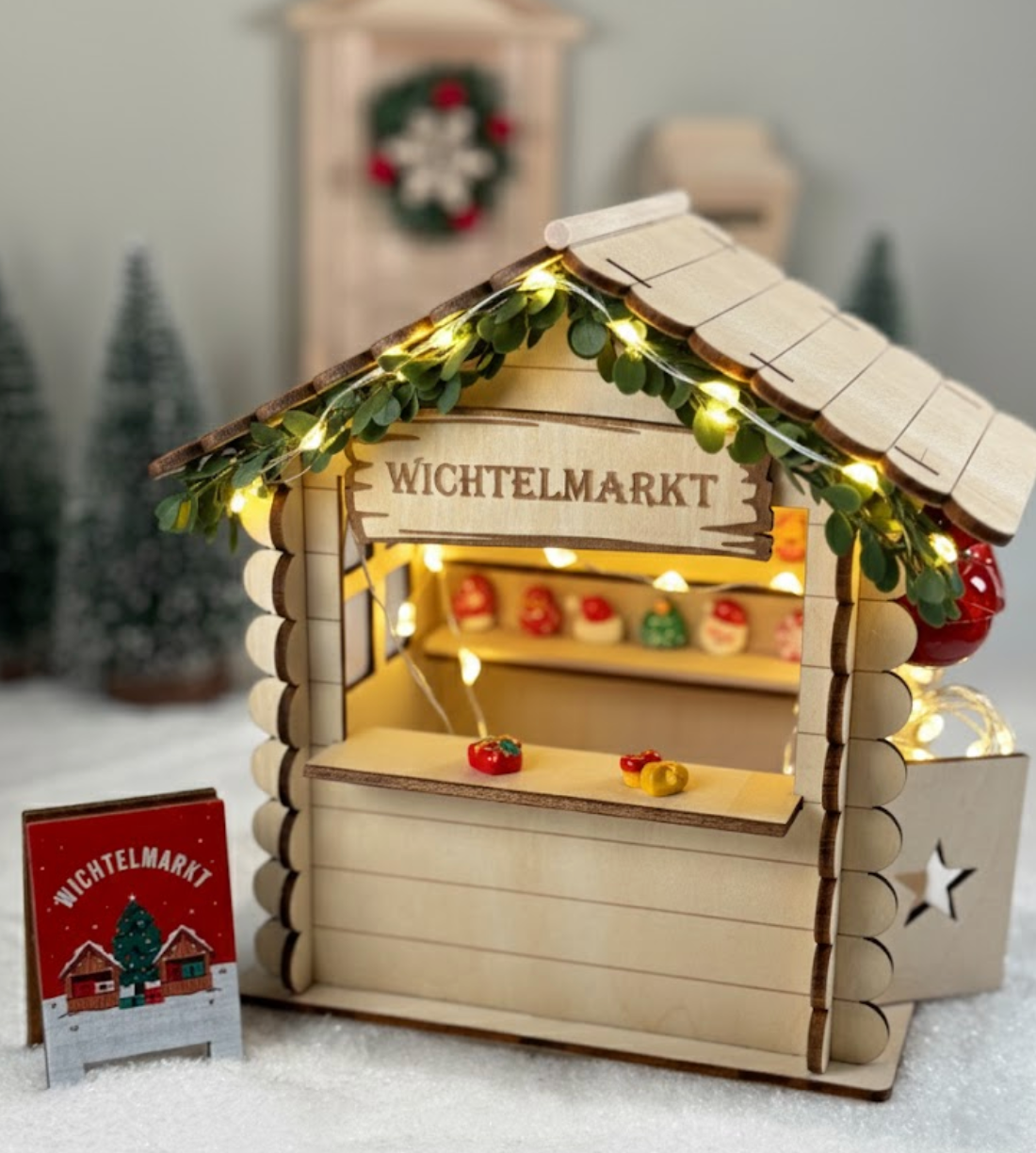 Buchsbaum Mini Girlande inkl. 3x Lichterkette 100cm