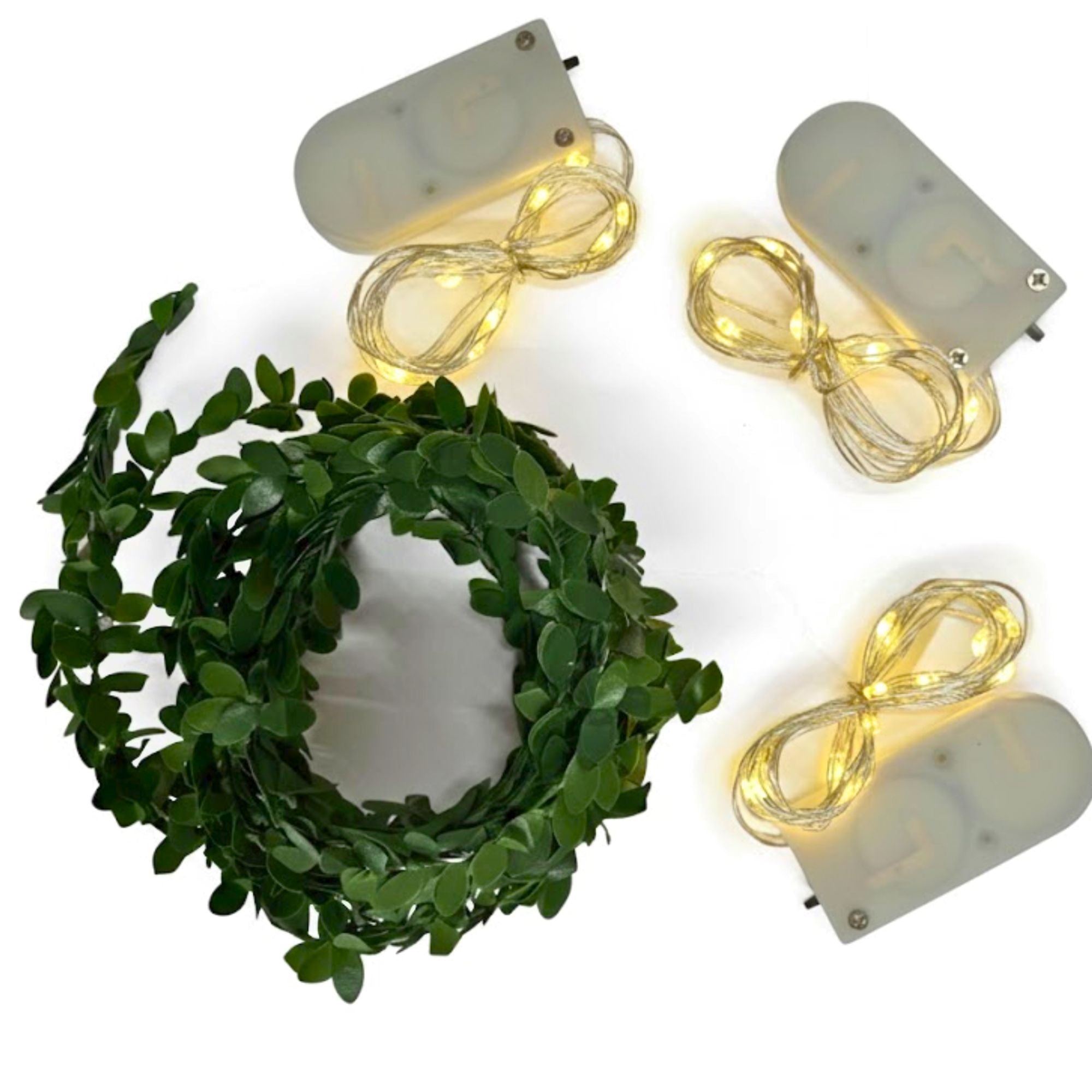 Buchsbaum Mini Girlande inkl. 3x Lichterkette 100cm