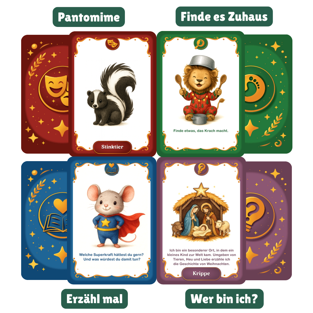 4 Kinder Kartenspiele in einer Box – Spiel & Spaß für die ganze Familie