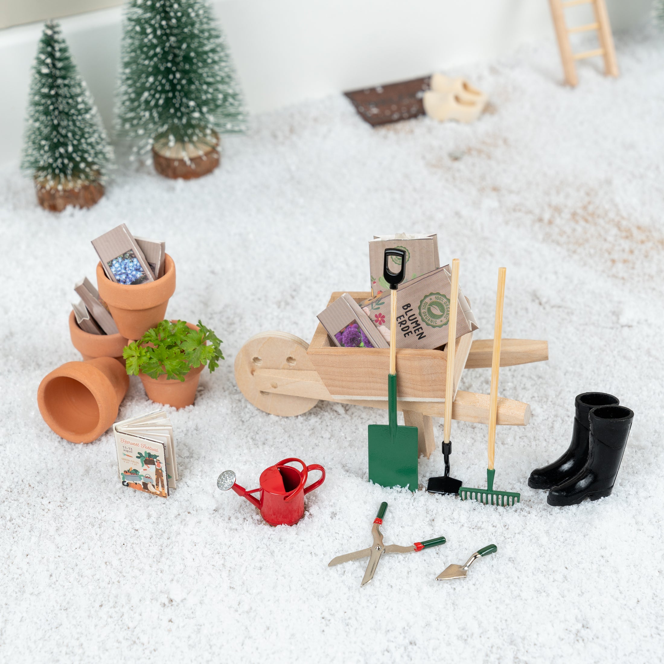 aufbewahrung wichtel zubehör Garten-Set mit Mini Schubkarre