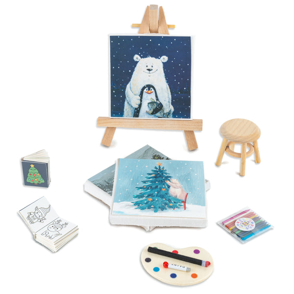Wichtel Painting Set - Easel with Canvases, Stool &amp; Pens 