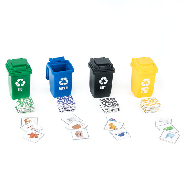 Mini garbage cans for the elf door + recycling memo 