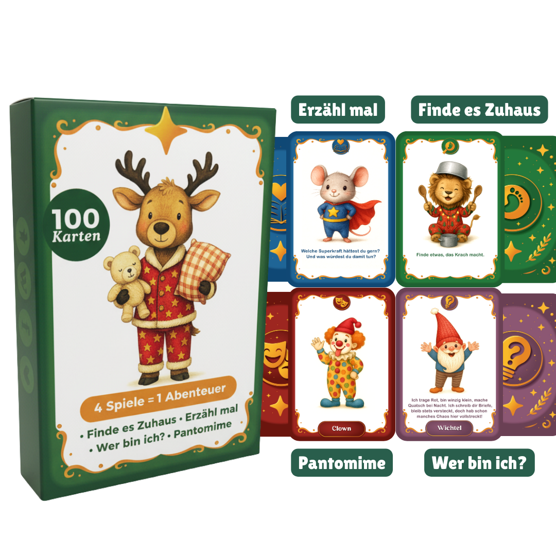 4 Kinder Kartenspiele in einer Box – Spiel & Spaß für die ganze Familie