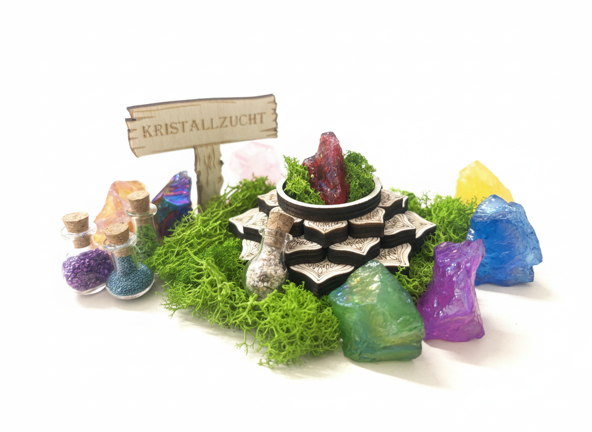 Wichtel Kristallzucht – Magische Kristalle im Moosgarten - wichtelfreund