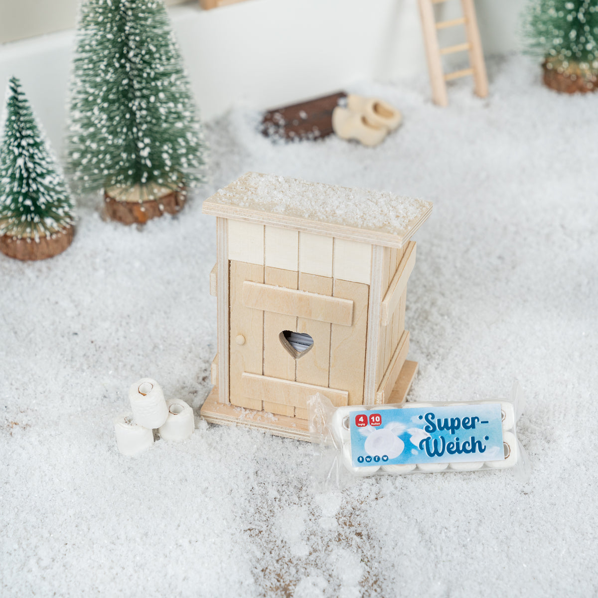 Wichtel Plumpsklo - Toilettenhäuschen + 10 Rollen Klopapier - wichtelfreund