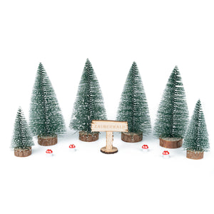 Magic Forest - Gnome Forest - 6x Christmas Trees + Miniature Mushrooms 