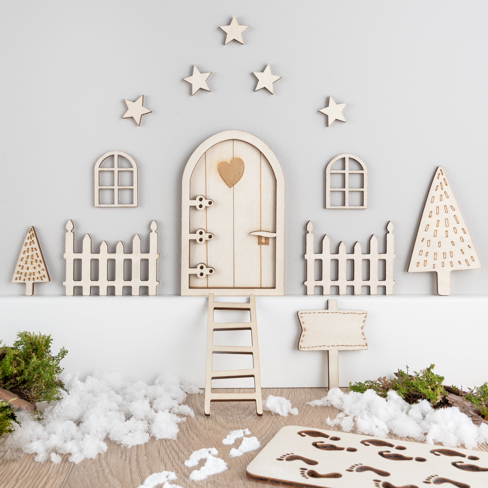 69-teiliges Wichtel-Zubehör Set Für Weihnachten – Mit Tür, Briefkasten, Zaun, Kranz & Mini-Küche