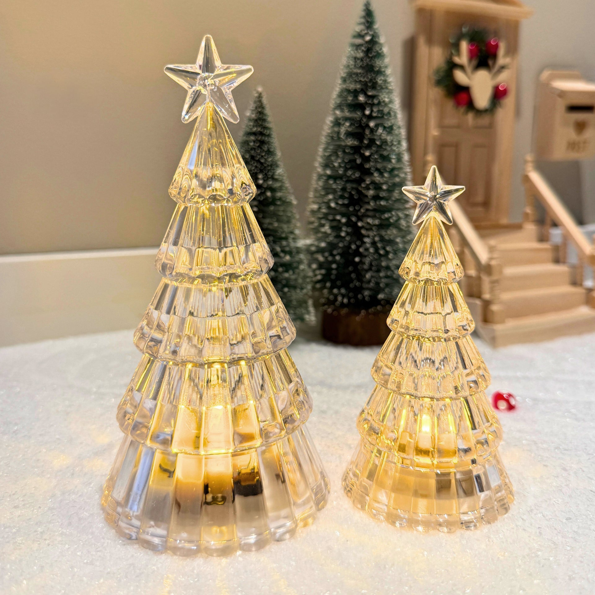 Wichtel LED-Bäumchen – 2er-Set aus leuchtenden Mini-Tannen