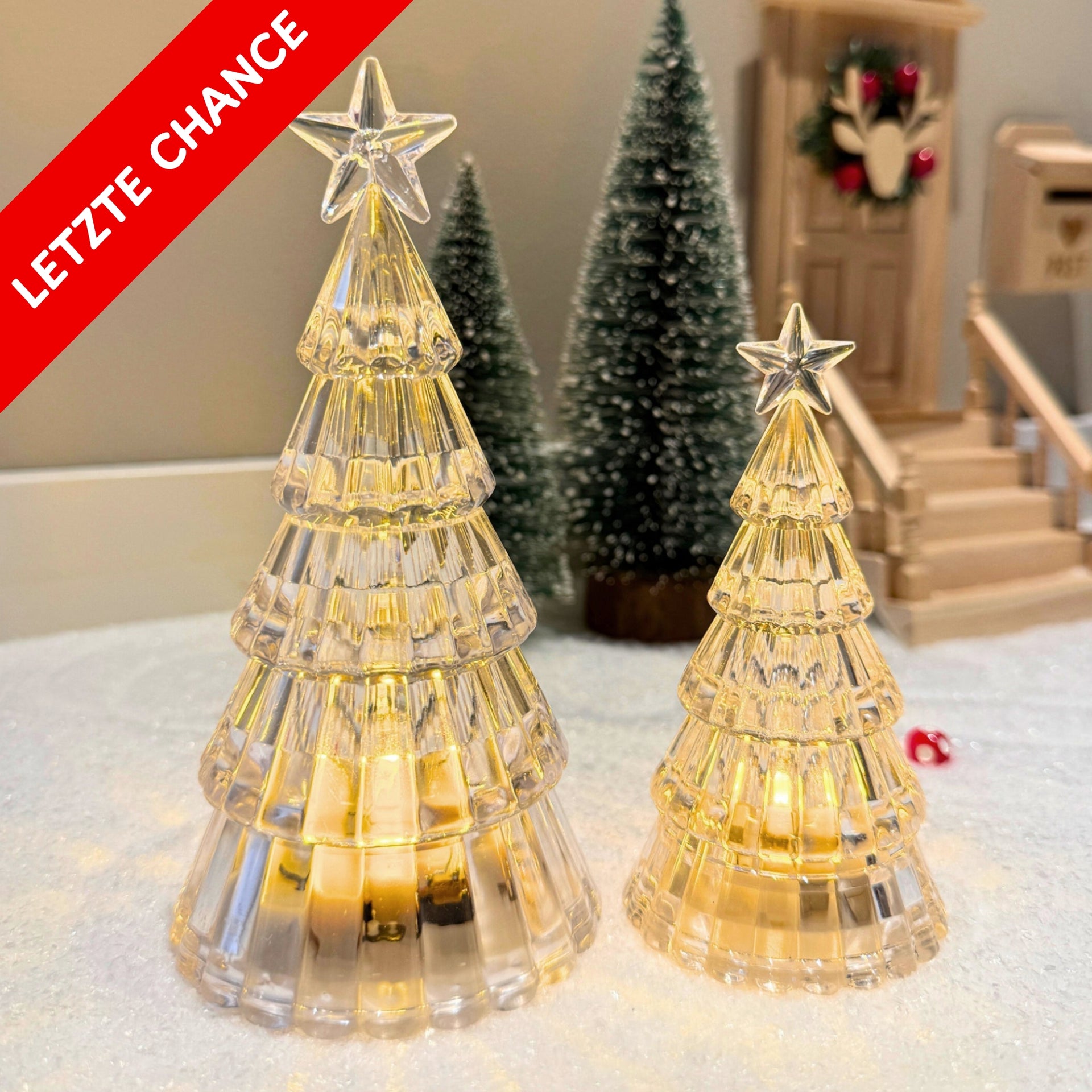 Wichtel LED-Bäumchen – 2er-Set aus leuchtenden Mini-Tannen