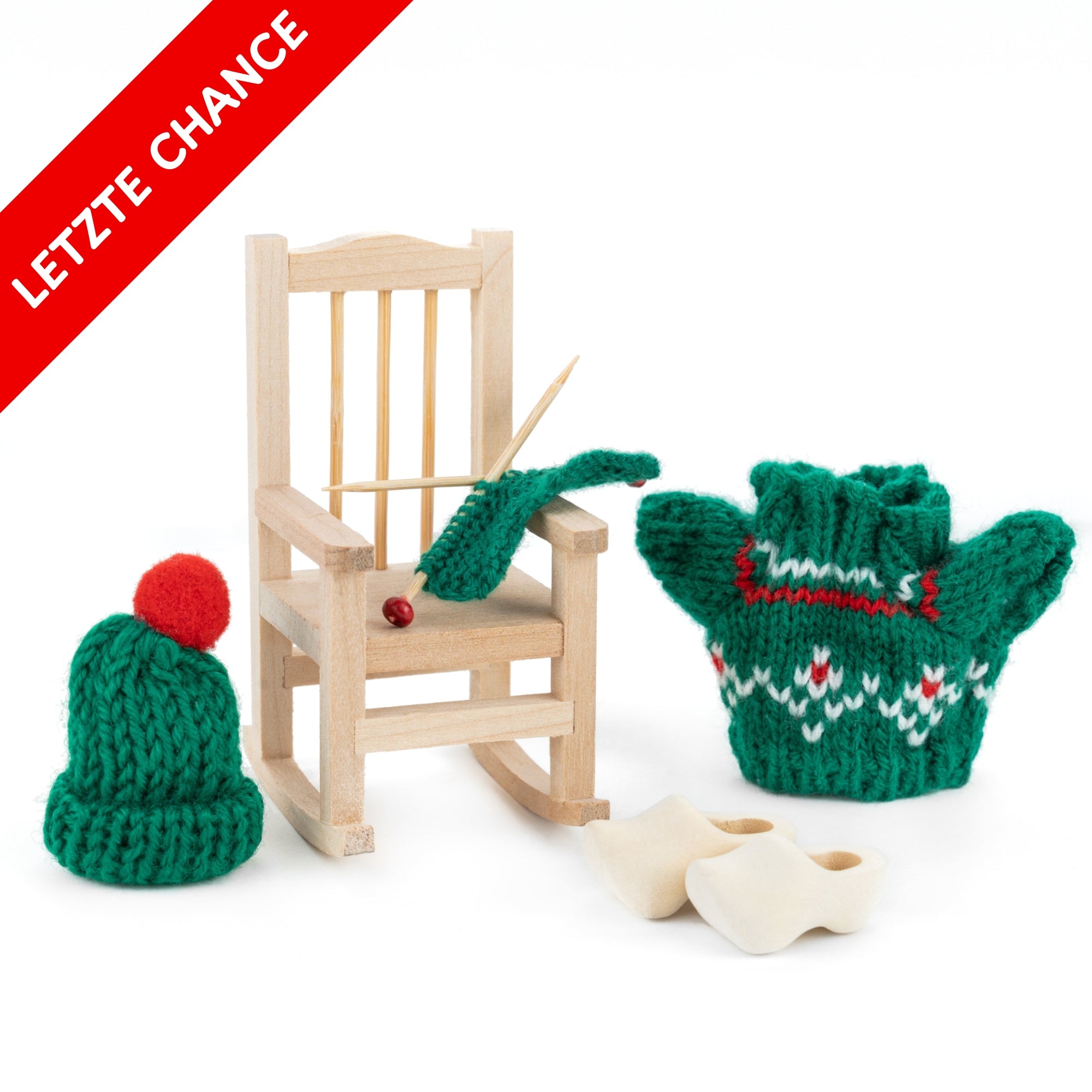 Gnome Door Knitting Set - Rocking Chair + Yarn + Gnome Clothes 
